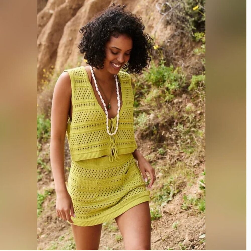 Free People Lime Crochet Crop Top